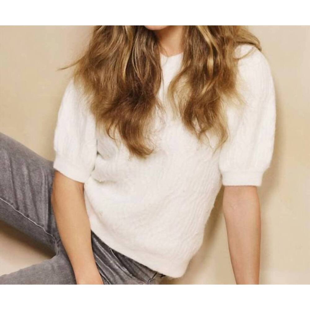 NEW ESQUALO cable knit sweater with pearls in off white